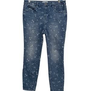 William Rast Junior's High Rise Skinny Distressed Star Blue Denim Jeans Size 31